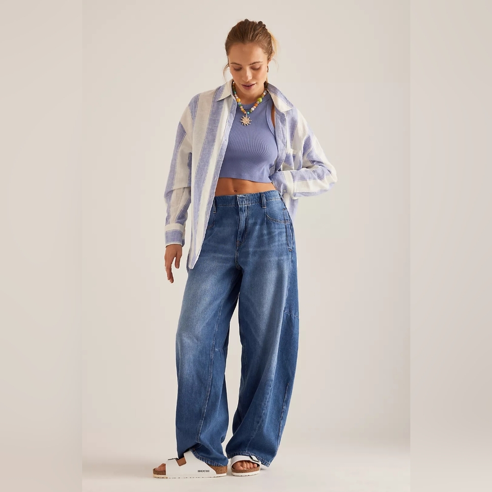 Pilcro Blue Wide Leg Jeans
